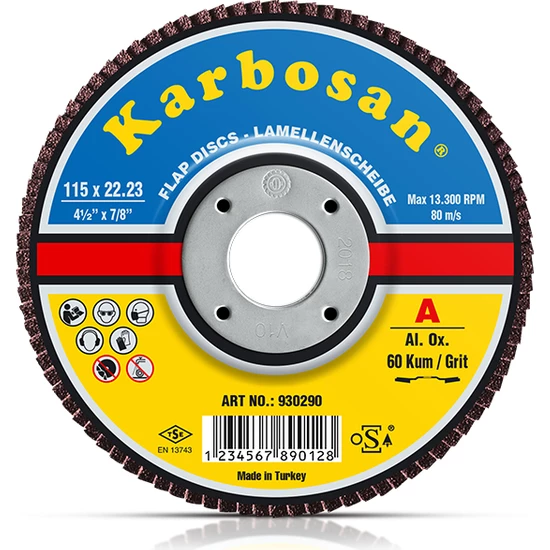 Karbosan Al.Ox.Flap Diskler Kum:80 115X22.23 Mm (10'Lu Kutu)